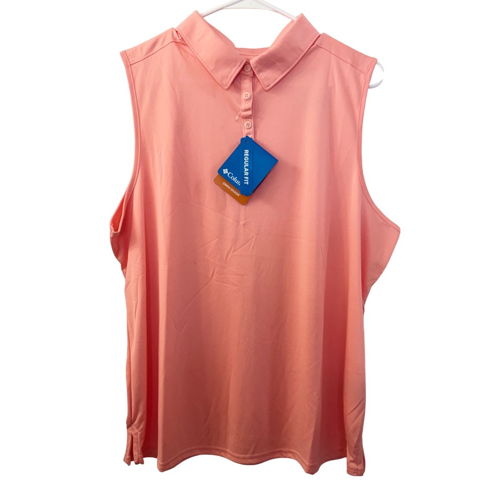 Columbia Cedar Coast Sleeveless Polo Shirt Peach Coral Womens XXL NWT Activewear